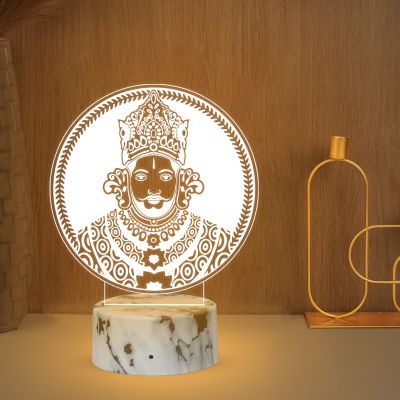 3D Illusion Khatu Shyam Ji Led Night Lamp with Warm White Color Home & Temple Decor Light